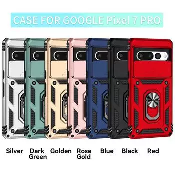 Бронированный чехол для телефона Google Pixel 7 Pro, защита объектива камеры, противоударный чехол с металлическим кольцом-подставкой Google Pixel 7 Pro розового золота