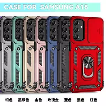 Бронированный чехол для телефона Samsung Galaxy A15/Samsung Galaxy A15 5G, защита объектива камеры, противоударный чехол с металлическим кольцом-подставкой Samsung Galaxy A15 5G розового золота