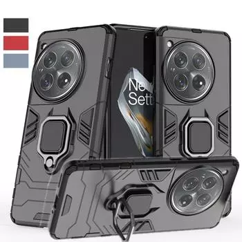 Бронированный магнитный чехол для OnePlus 12 12R One Plus 11 11R, чехол с кольцевой подставкой, кронштейн для телефона, задняя крышка, полная защита для бизнеса For OnePlus 11 чёрный