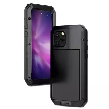 Бронированный металлический алюминиевый чехол для телефона IPhone 14 13 12 11 Pro XS MAX XR X 7 8 6 6S Plus SE, полный защитный бампер, противоударный чехол for iPhone 13 Mini чёрный