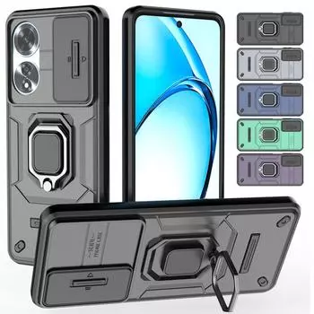 Бронированный противоударный чехол для OPPO A60 A79 4G защитный чехол кольцо магнитный держатель бизнес полная защита чехол For OPPO A60 4G чёрный