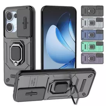 Бронированный противоударный чехол для OPPO Reno 13 Pro 5G Reno13 защитный чехол кольцо магнитная подставка держатель Coque Fundas Capa OPPO Reno 13 5G чёрный