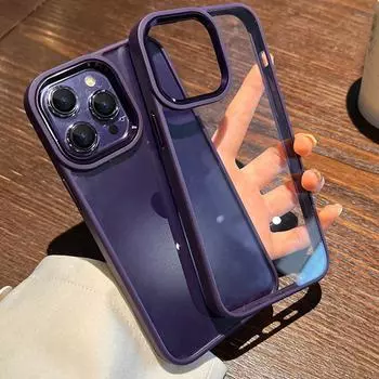 Бронированный прозрачный чехол для камеры для Iphone 14 13 12 11 Pro Max X Xs Xr 14 Plus Pro прозрачный силиконовый противоударный чехол для ПК For iPhone 11 Pro фиолетовый