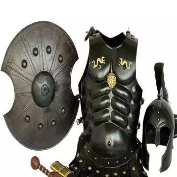 Бронированный шлем рыцаря Ахилла — спартанский крестоносец в стиле Трои со свободной деревянной подставкой