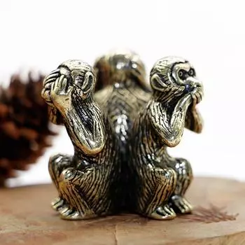 Bronze Antique Crafts Feng Shui Solid Wise Monkey Statue Car Ornaments Monkey Figurines Home Decor