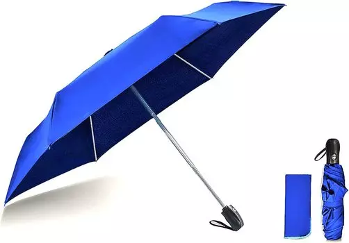 Bronzeo складной складной 6 автоматический прочный зонт Typhoon UV для солнечной и дождливой погоды с чехлом для хранения Зонт, легкий, зонт, синий