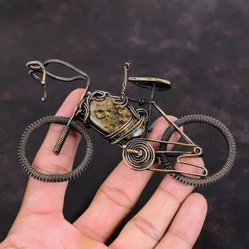 Бронзитовый кулон, медная проволока, кулон, кулон ручной работы, медные украшения, кулон с драгоценным камнем, подарок для женщин, ювелирный цикл, кулон из проволочной обмотки