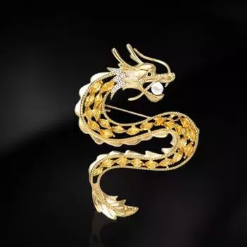 Бронзовая брошь в виде китайского дракона со знаком зодиака, атмосферная элегантность, изысканный роскошный корсаж для пальто, антибликовая пряжка 5·5x4·2