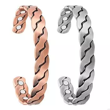 Бронзовый матовый регулируемый плетеный магнитный браслет, мужской ретро-магнитный браслет в европейском и американском стиле