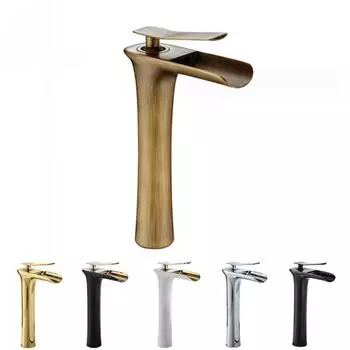 Бронзовый ретро-смеситель для раковины в европейском стиле, для балкона, для ванной комнаты, для раковины с водопадом, для холодной и горячей воды, с защитой от брызг античная латунь