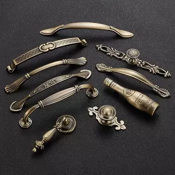 Бронзовый винтажный шкаф, шкаф, мебельная фурнитура, ручки, дверные ручки, ручки ящика S-Type H
