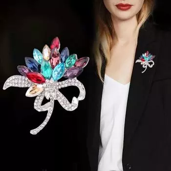 Брошь-булавка Bauhinia из искусственного хрусталя, ювелирные изделия, блестящая цветочная брошь, аксессуары для одежды A
