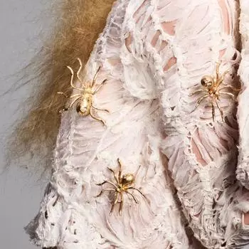 Brooch Spider Necklace Opening Ring Insect Ear Studs Exaggerated Spider Jewelry Set Party Gold Brooch