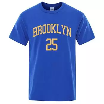 Brooklyn 25 City Yellow Letter Роскошные футболки Мужские повседневные дышащие футболки Рубашки большого размера из хлопка с коротким рукавом S