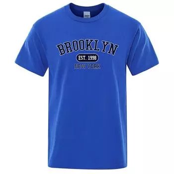 Brooklyn Est.1998 Нью-Йорк, футболки с буквенным принтом, женские повседневные дышащие модные топы с короткими рукавами, хлопковые футболки большого размера S
