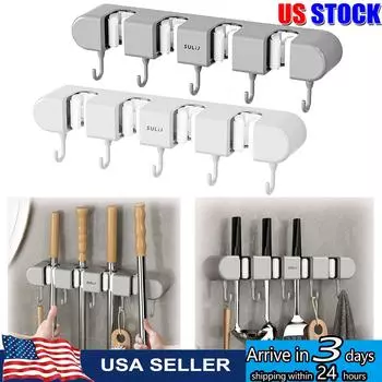 Broom Holder,Wall Mount Metal Garden Kitchen Tool Organizer Broomstick Multifunction Storage FOR Kitchen Bathroom Organizer