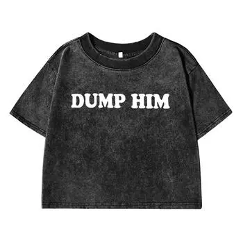 Брось его Женская футболка с коротким рукавом и принтом, летняя модная футболка, открывающая живот, крутая состаренная, универсальная одежда M