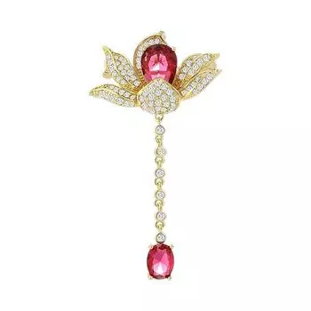 Брошь Ancient Range Lotus, элитный женский дизайн, Cheongsam на груди, костюм с цветочным принтом, цепочка с декоративным вырезом красный