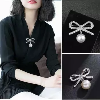 Брошь Anti-Light Женская брошь с жемчугом Аксессуары для корсажа с бриллиантами Женская одежда Аксессуары Брошь-бантик
