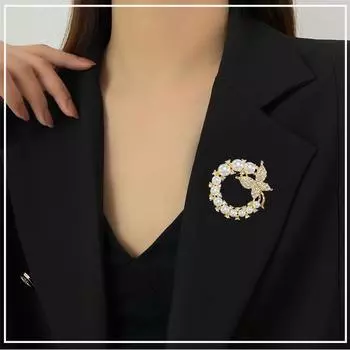 Брошь-бабочка из жемчуга, высококачественная брошь, булавка, аксессуары, милый темперамент, рубашка, анти-световая брошь золотой