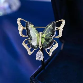 Брошь-бабочка Mori Nature Simulation Insect Alloy Brooch Elf Dragonfly Universal Clothing Corsage Pin зелёный