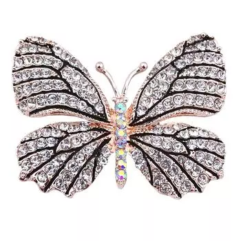 Брошь-бабочка с бриллиантами, женская, высокого класса, ретро-брошь в виде насекомого, модная, универсальная, из сплава, с аксессуарами