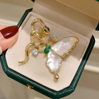 Брошь-бабочка со стразами, романтический античный стиль, лацкан с животными на день рождения