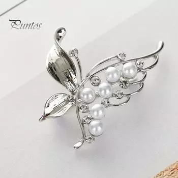 Брошь-бабочка со стразами, женская стильная легкая, роскошная, изысканная, нежная, уникальная, корсаж из искусственного жемчуга серебряный