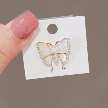 Брошь-бабочка женская антибликовая пряжка булавка фиксированная одежда кардиган шелковый шарф пряжка роскошная имитация матери ракушка воротник булавка аксессуары