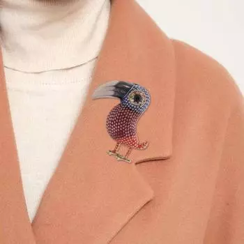 Брошь «Баклан», соответствующая цвету, полированный большой клюв, животное, птица, пальто, воротник, костюм, сумка, шляпа, украшение, одежда, ювелирные аксессуары оранжевый