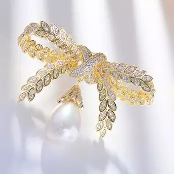 Брошь-бант Темперамент Женская булавка Костюм Ретро Аксессуары Брошь Колос пшеницы золотой