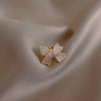Брошь-бантик с бриллиантами Ins Style, милая, антибликовая пряжка для женщин, простая, фиксированная одежда, аксессуары