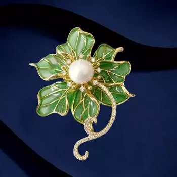 Брошь Баухиния для женщин, эксклюзивное чувство, высококачественное масляное капающее рукоделие, универсальные аксессуары для корсажа, праздничные подарки Electroplated real gold зелёный