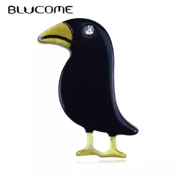 Брошь Blucome Crow, черная краска, птица, броши ручной работы Arcylic, мужские и женские костюмы, платье, шляпа, воротник, брошь, булавки, пряжка для шарфа с животными чёрный