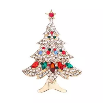 Брошь, булавка, эмалированная булавка, брошь в виде рождественской елки, вечерние подарки, очаровательные украшения со стразами One Size разноцветный