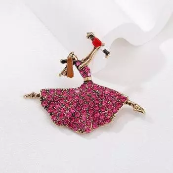 Брошь-булавка «Бриллиантовая балерина» со стразами, креативная фиксация, брошь с персонажем-гимнасткой для маленькой девочки