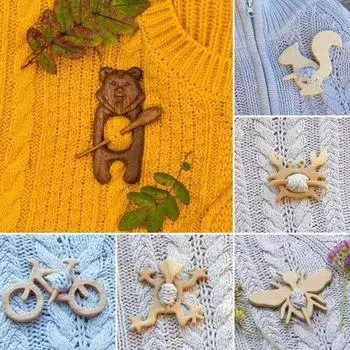 Брошь-булавка для шарфа и шали в виде животного из дерева - подарок для женщин Bicycles