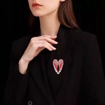 Брошь Булавка Горный Хрусталь Геометрическая Форма Гальваника Темперамент Декоративная Одежда Одинаковые Цвета Классика Крылья Ангела фиолетовый