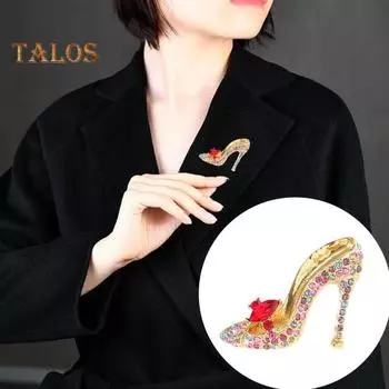 Брошь-булавка с блестящими стразами, инкрустированная на высоком каблуке, воротник, пальто, значок, платья, вечерние наряды разноцветный