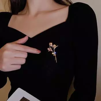 Брошь, булавка, темперамент, красивая стильная брошь с тюльпанами, цветочная брошь, аксессуары D