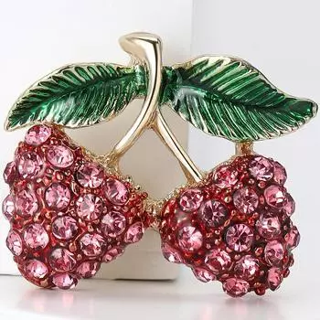 Брошь-булавка в виде клубники со стразами, свадебные украшения, подарки на лацкан