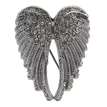 Брошь-булавка в виде крыла ангела, нежная, элегантная, многослойная, с кристаллами, для блузки, пиджака
