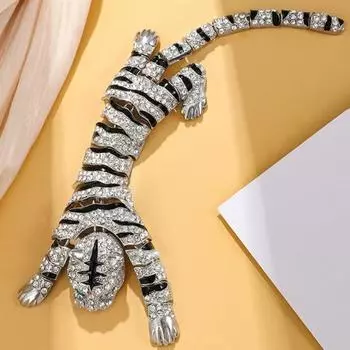 Брошь-булавка Yousheng, инкрустированная блестящими стразами, значок в форме тигра, устойчивая к ржавчине, легкая, гибкая брошь в виде тигра, модные аксессуары чёрный