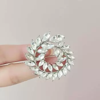 Брошь Crystal Wheat Universal женская брошь из сплава со стразами в виде листа, модная брошь в виде листа высокого класса, аксессуары для женщин