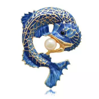 Брошь цвета эмали, индивидуальная булавка, экологически чистый сплав, процесс капания масла, инкрустированная жемчугом, брошь Arowana