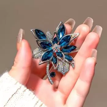 Брошь-цветок Yousheng со стразами, украшение для торжественного костюма, воротника, шляпы, шарфа, прищепка, ювелирные изделия для выпускного бала. синий