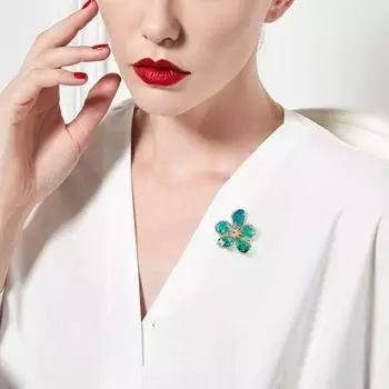 Брошь для костюма, модная легкая брошь для полировки одежды, элегантная брошь в форме цветка, брошь на лацкан, брошь для костюма, ювелирные аксессуары зелёный