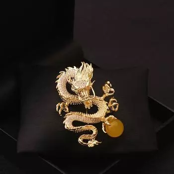Брошь Дракон Нового Дизайна Винтажная Брошь Дизайн Дракона по Зодиаку Цветок на Грудь Аксессуары для Пиджака Значок Модные Аксессуары