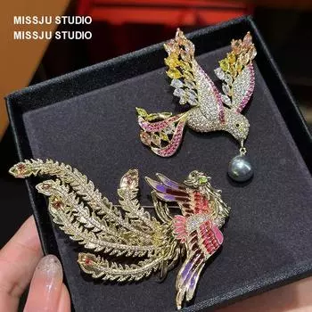 Брошь Феникс из горного хрусталя класса люкс, Элегантный темперамент, Женская одежда, Одежда, Булавка для корсажа