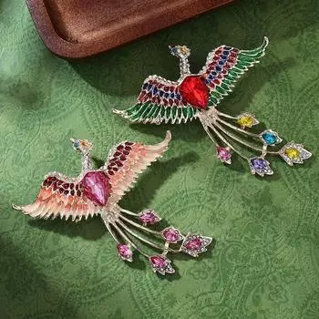 Брошь Феникс из сплава в национальном стиле для женщин, жемчужная брошь с кисточкой, аксессуары, брошь-булавка, свадебный набор